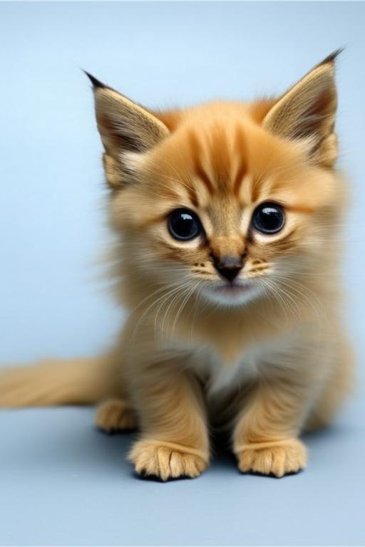 بچه گربه با کلاه گیس چتری و چشمان گرد